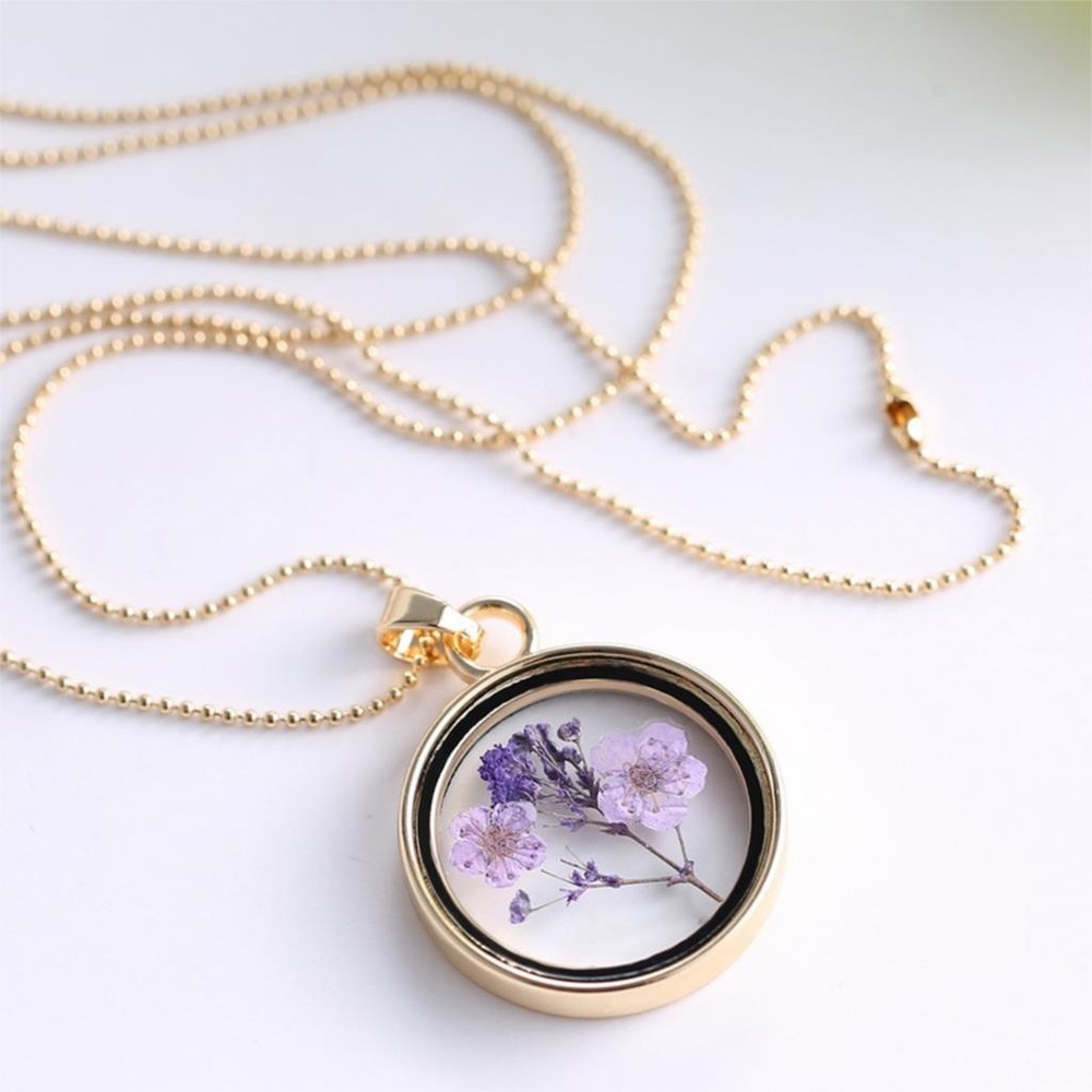 🔮 Real Pressed Flower, Memory Locket Necklace